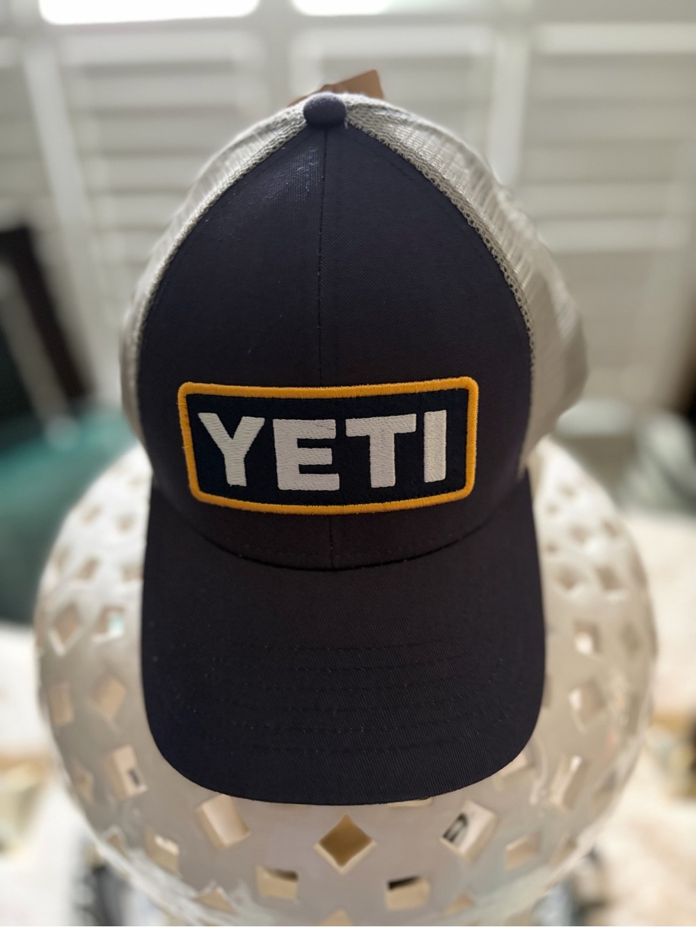 New Yeti Navy and Cream Patch Trucker Hat